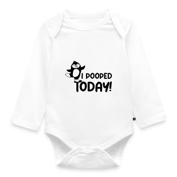 I pooped today Penguin - Organic Longsleeve Baby Bodysuit - white - Front