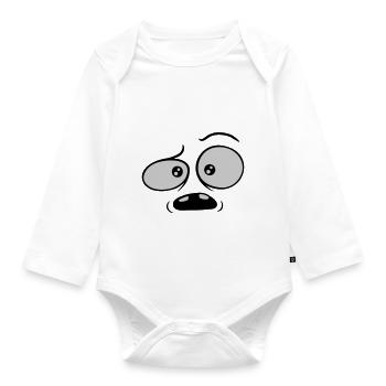 Visage comique confus sceptique - Body Bébé bio manches longues - blanc - Devant