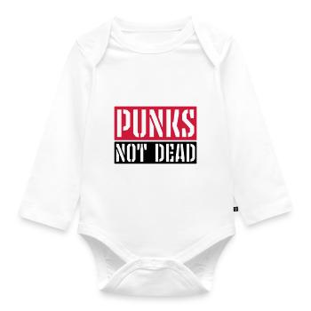 punks not dead quote - Organic Longsleeve Baby Bodysuit - white - Front