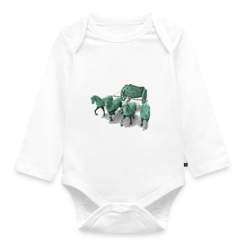 Streitwagen Statue 3D - Quadriga Chariot Statue - Baby Bio-Langarm-Body - Weiß - Vorne