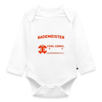 Bademeister Schwimmbad Lifeguard Rettungsschwimmer - Baby Bio-Langarm-Body - Weiß - Vorne