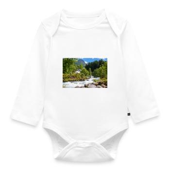 Geiranger panorama Storseterfossen Norwegen - Baby Bio-Langarm-Body - Weiß - Vorne