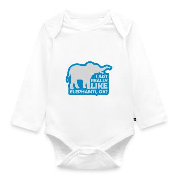 Saying really like elephants - Organic Longsleeve Baby Bodysuit - white - Front