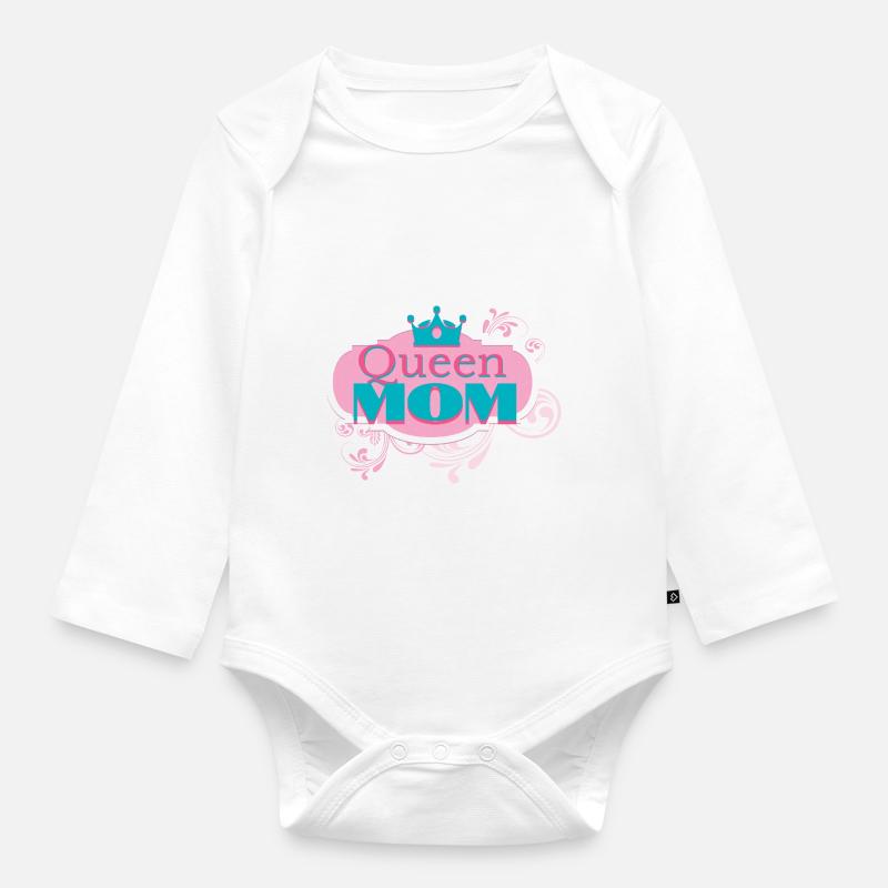 Queen Mom - Baby Bio-Langarm-Body - Weiß