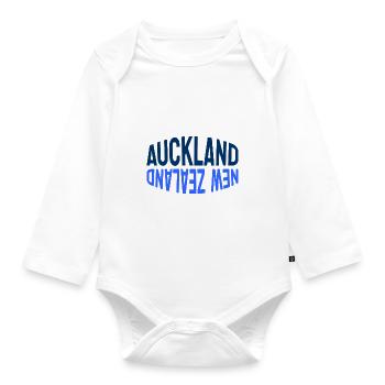 Auckland - New Zealand - NZ - Maori - Aotearoa - Organic Longsleeve Baby Bodysuit - white - Front