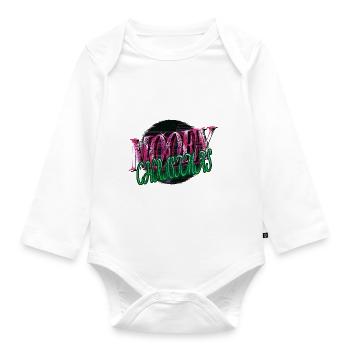 funny quote christmas dino balanced diet funny - Organic Longsleeve Baby Bodysuit - white - Front