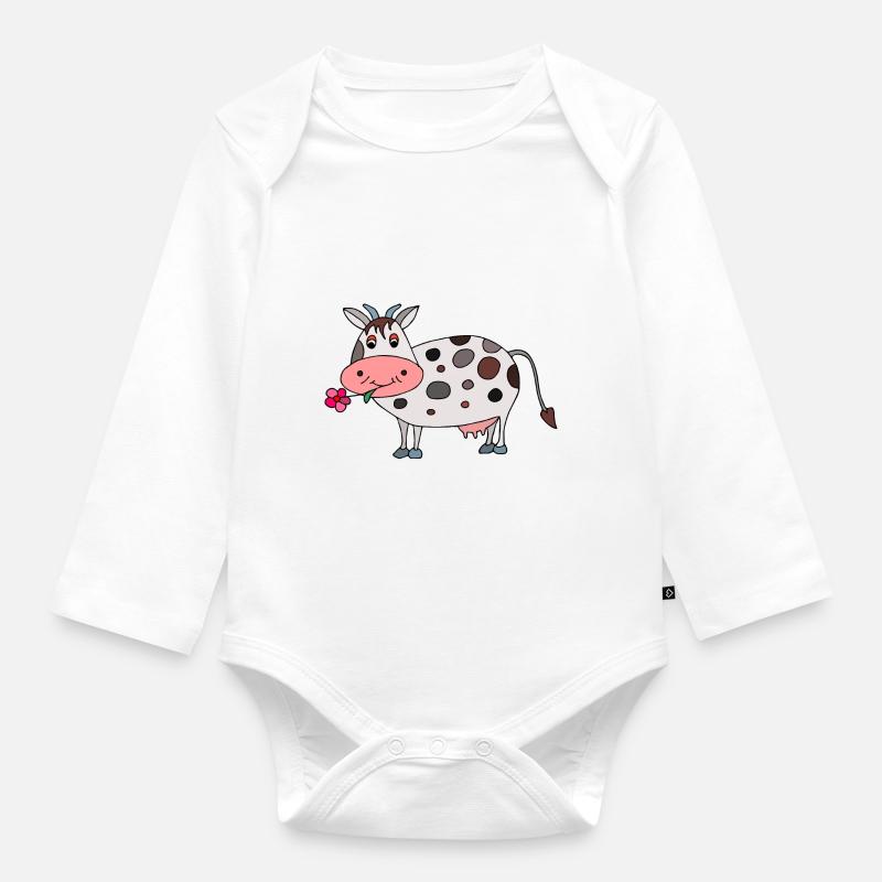 Vache - Body Bébé bio manches longues - blanc