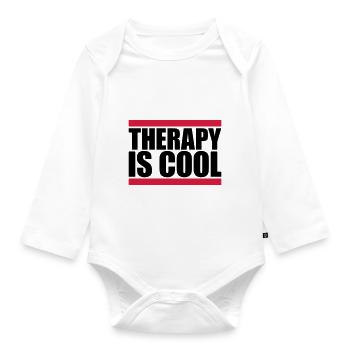 therapy is cool Quote - Organic Longsleeve Baby Bodysuit - white - Front