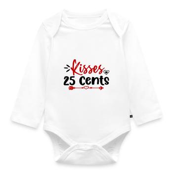 Kisses 25 Cents - Baby Bio-Langarm-Body - Weiß - Vorne