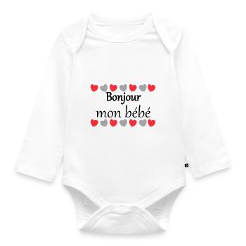 Bonjour mon bébé - Body Bébé bio manches longues - blanc - Devant