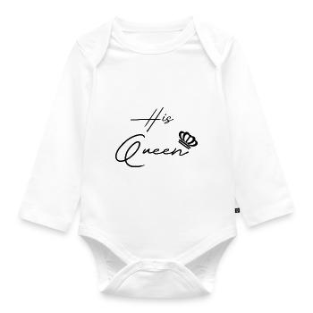 his queen her king paar black - Baby Bio-Langarm-Body - Weiß - Vorne