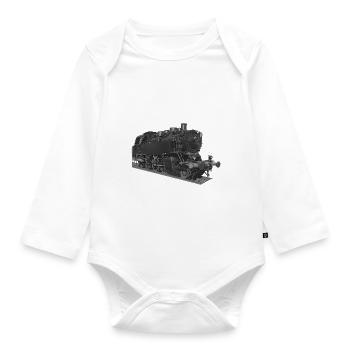 Dampf Lokomotive Br64 Reichsbahn DDR Tenderlok - Baby Bio-Langarm-Body - Weiß - Vorne