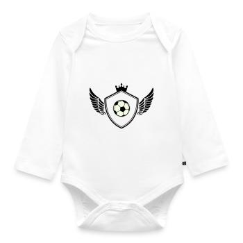 Football crest - Organic Longsleeve Baby Bodysuit - white - Front
