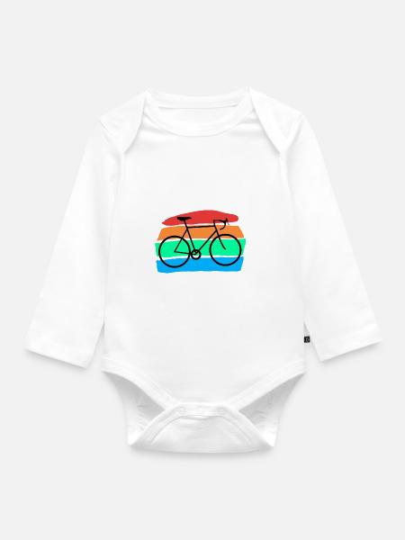 Fahrrad - Baby Bio-Langarm-Body - Weiß
