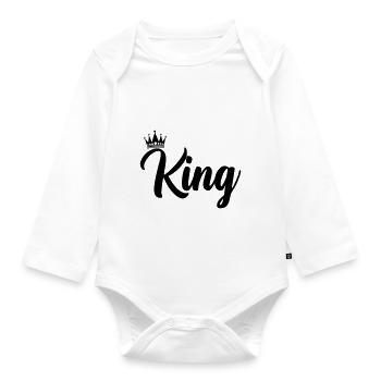 King - Organic Longsleeve Baby Bodysuit - white - Front