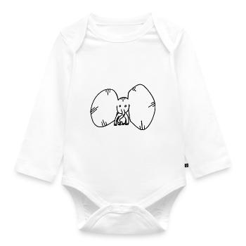 Drôle d’éléphant Oreilles géantes bande dessinée - Body Bébé bio manches longues - blanc - Devant