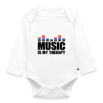 music is my therapy - Organic Longsleeve Baby Bodysuit - white - Front