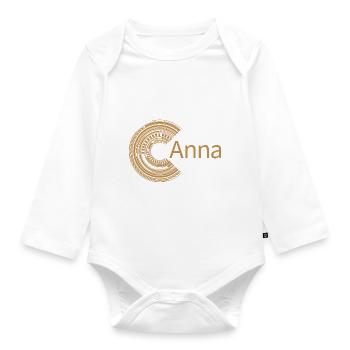 For Anna - Organic Longsleeve Baby Bodysuit - white - Front