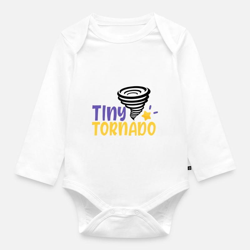 tiny tornado 01 - Baby Bio-Langarm-Body - Weiß