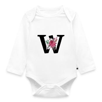 Brief mit Blumen - Baby Bio-Langarm-Body - Weiß - Vorne