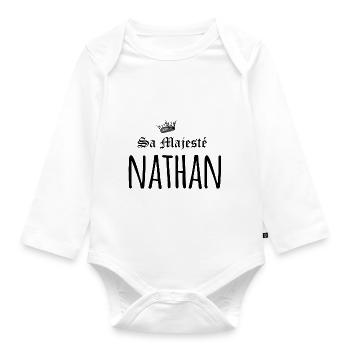 Sa majesté Nathan - Body Bébé bio manches longues - blanc - Devant