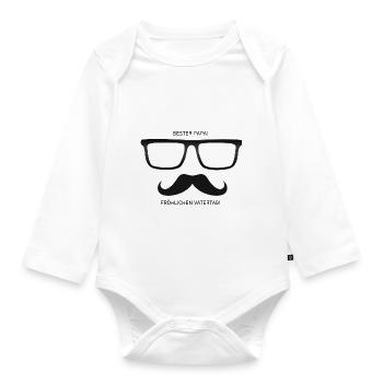 Bester Papa Brille Schnauzbart - Vatertag Geschenk - Baby Bio-Langarm-Body - Weiß - Vorne