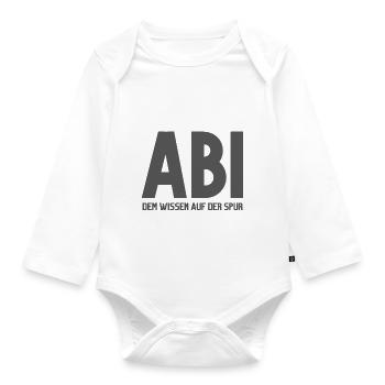 Abi dem Wissen auf der Spur - Baby Bio-Langarm-Body - Weiß - Vorne