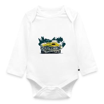 Retro car - Organic Longsleeve Baby Bodysuit - white - Front