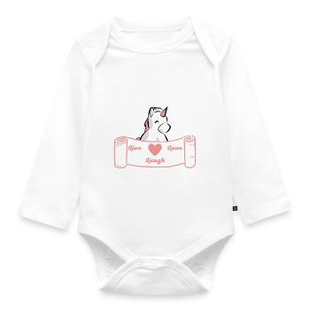 Live, Love, Laugh - Weiß/Rose - Baby Bio-Langarm-Body - Weiß - Vorne
