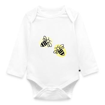 Bienen - Baby Bio-Langarm-Body - Weiß - Vorne