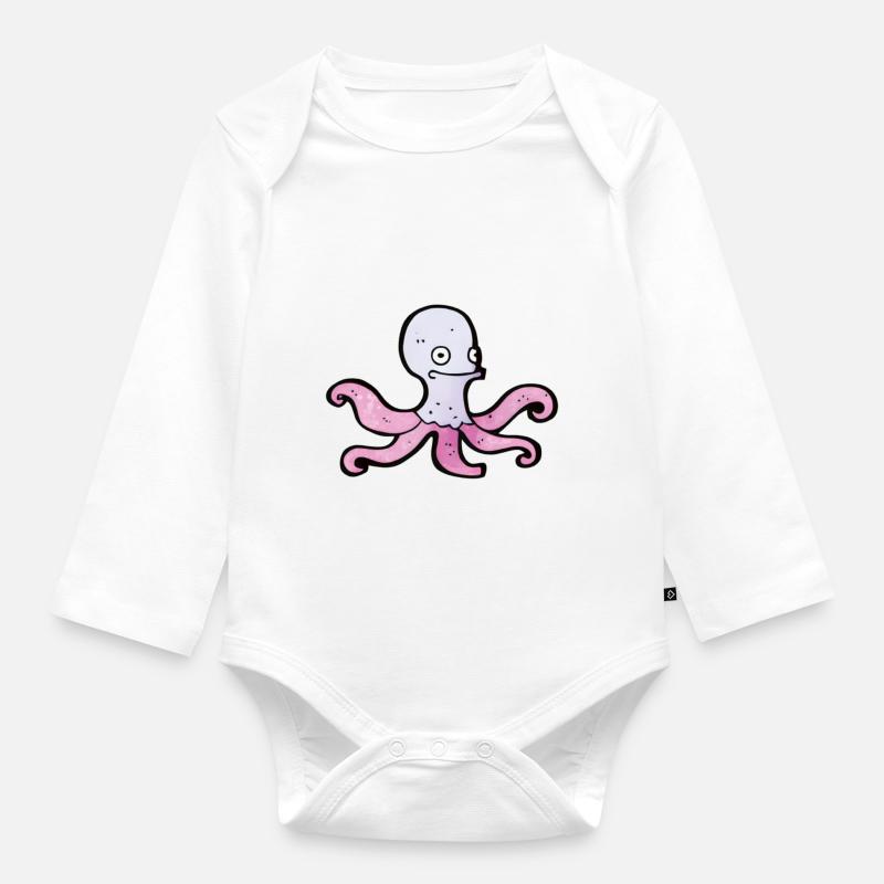 Octopus, Tintenfisch oder Krake? - Baby Bio-Langarm-Body - Weiß