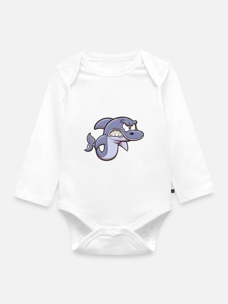 Wütender Hai - Baby Bio-Langarm-Body - Weiß