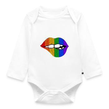 LGBTQ+ LIPS BITING PRIDE - Organic Longsleeve Baby Bodysuit - white - Front
