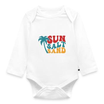 Sun Salt Sand Sommer Sonne Strand Palmen Urlaub - Baby Bio-Langarm-Body - Weiß - Vorne