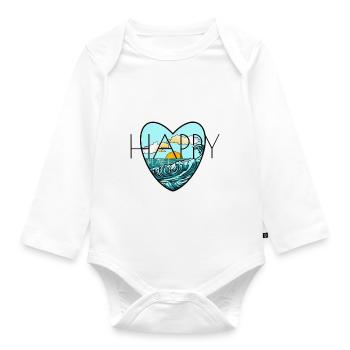 Happy Place - Organic Longsleeve Baby Bodysuit - white - Front