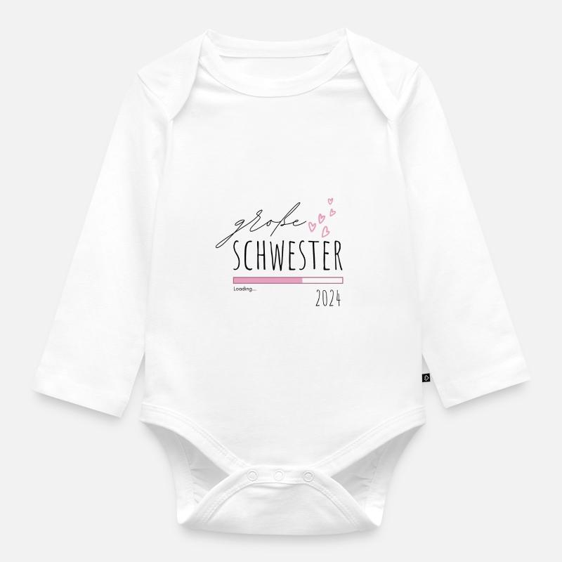 Große Schwester 2024 - Baby Bio-Langarm-Body - Weiß