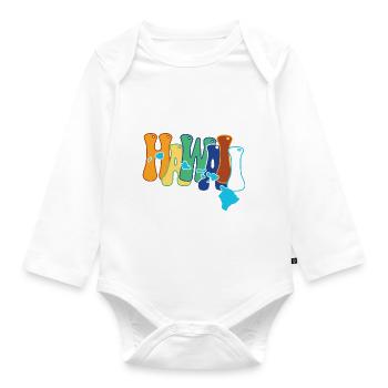 idee cadeau design graphique carte iles de Hawaii - Body Bébé bio manches longues - blanc - Devant