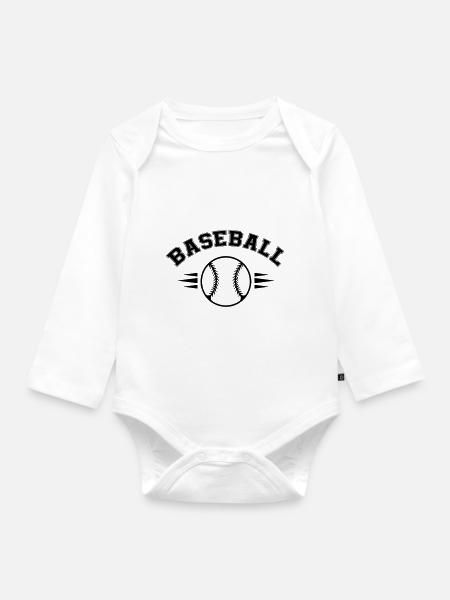 baseball - Baby Bio-Langarm-Body - Weiß