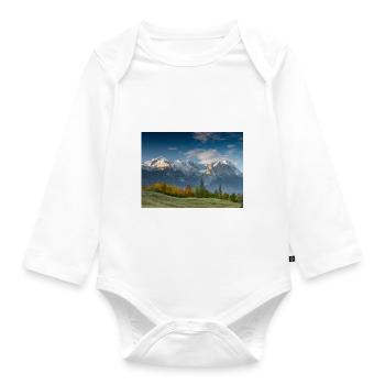 Autumn atmosphere below the Zugspitze - Organic Longsleeve Baby Bodysuit - white - Front