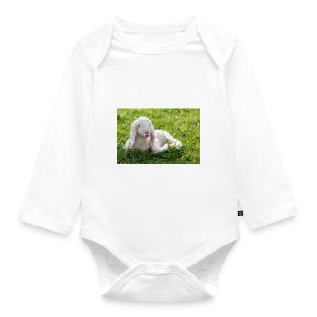 Lamm mit Kussmund - Baby Bio-Langarm-Body - Weiß - Vorne