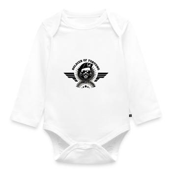 Army War Military Uniform Force Soldier Camouflage - Organic Longsleeve Baby Bodysuit - white - Front