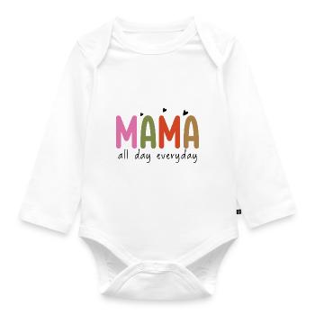 Multicolor Mama - Mutige und helle Mutterschaft Stateme - Baby Bio-Langarm-Body - Weiß - Vorne