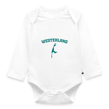 Westerland - Sylt - Nordsee - Anker - Möwe - Insel - Baby Bio-Langarm-Body - Weiß - Vorne