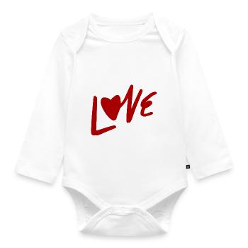 Liebe - Baby Bio-Langarm-Body - Weiß - Vorne