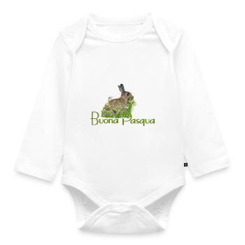 Happy Easter - Organic Longsleeve Baby Bodysuit - white - Front