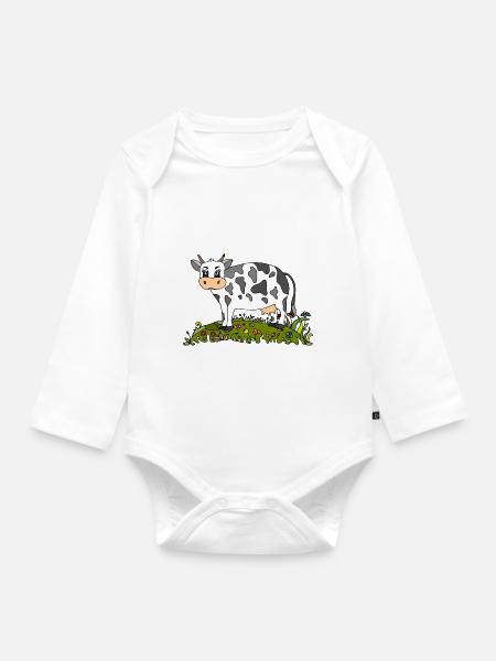 Kuh - Baby Bio-Langarm-Body - Weiß