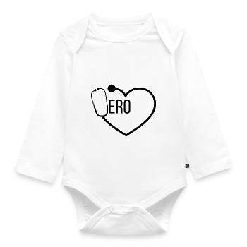 Hero Doctor Stethoscope - Organic Longsleeve Baby Bodysuit - white - Front