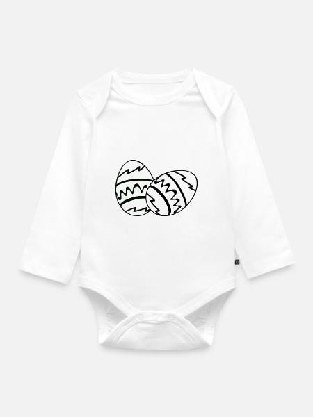 ostereier - Baby Bio-Langarm-Body - Weiß