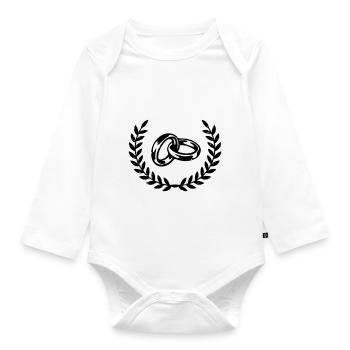 wedding rings - Organic Longsleeve Baby Bodysuit - white - Front