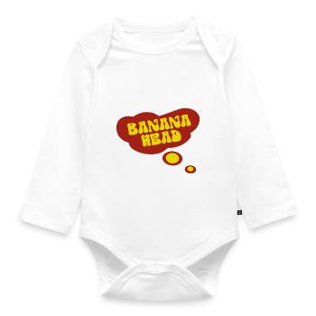 Big red thought bubble in the washed-out BANANA HEAD - Organic Longsleeve Baby Bodysuit - white - Front